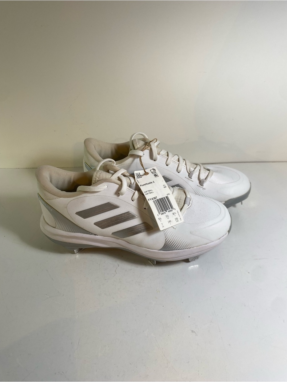 NWT Adidas PureHustle 2 Softball Silver White Cleat Size 7